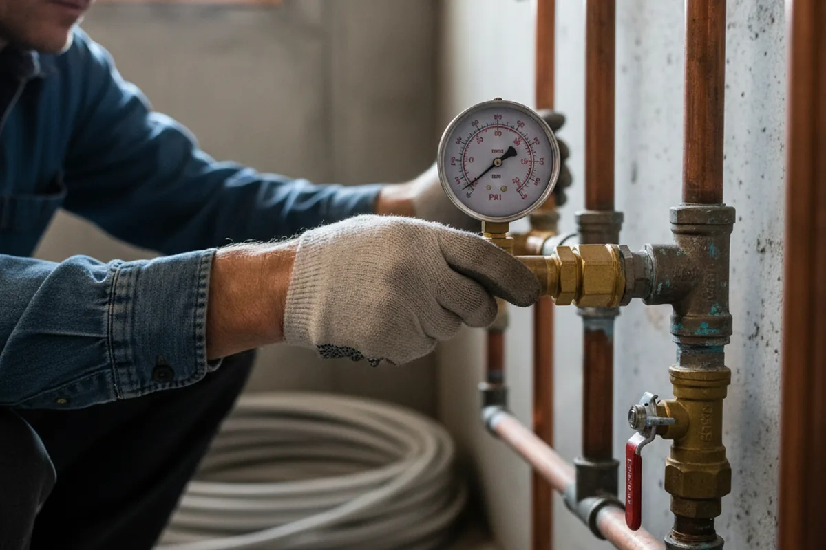 Pressure testing a repaired line during Water Line Repair in Greensburg